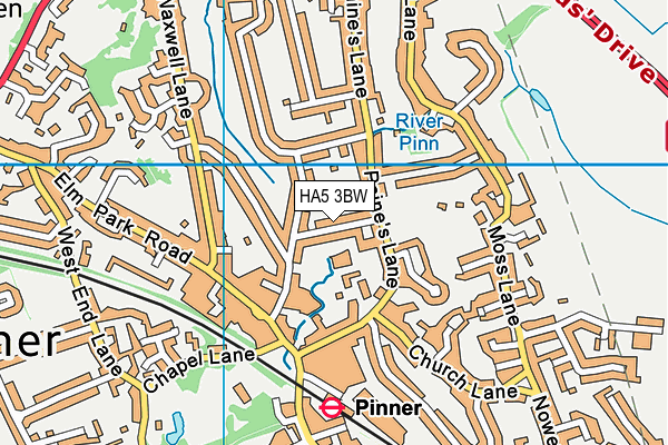 HA5 3BW map - OS VectorMap District (Ordnance Survey)