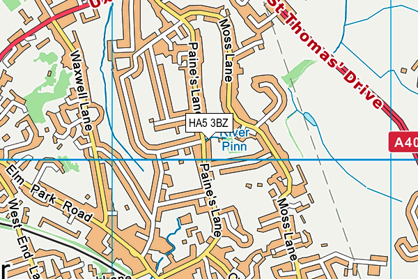 HA5 3BZ map - OS VectorMap District (Ordnance Survey)