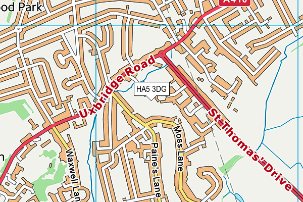 HA5 3DG map - OS VectorMap District (Ordnance Survey)