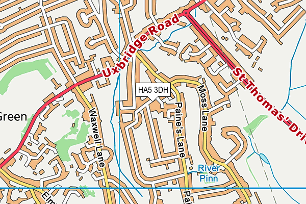 HA5 3DH map - OS VectorMap District (Ordnance Survey)