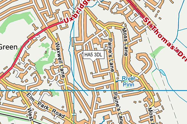 HA5 3DL map - OS VectorMap District (Ordnance Survey)