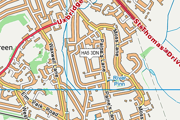 HA5 3DN map - OS VectorMap District (Ordnance Survey)