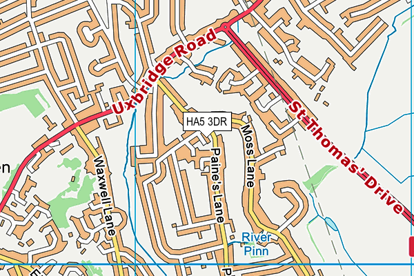 HA5 3DR map - OS VectorMap District (Ordnance Survey)