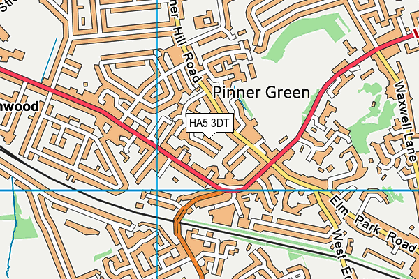 HA5 3DT map - OS VectorMap District (Ordnance Survey)