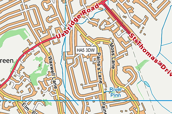 HA5 3DW map - OS VectorMap District (Ordnance Survey)