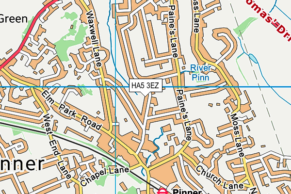 HA5 3EZ map - OS VectorMap District (Ordnance Survey)
