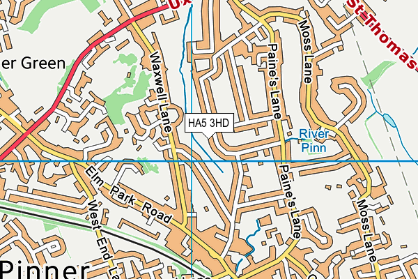 HA5 3HD map - OS VectorMap District (Ordnance Survey)
