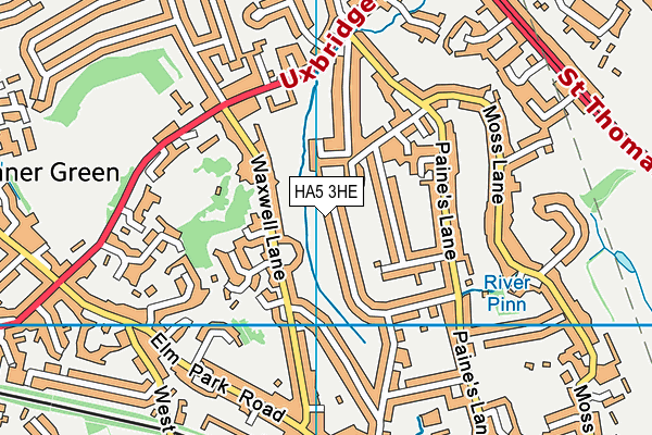 HA5 3HE map - OS VectorMap District (Ordnance Survey)