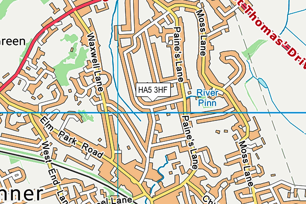 HA5 3HF map - OS VectorMap District (Ordnance Survey)