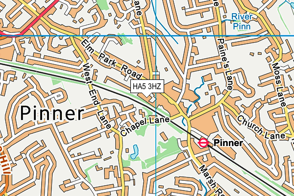HA5 3HZ map - OS VectorMap District (Ordnance Survey)