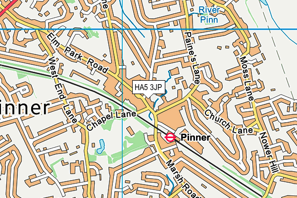 HA5 3JP map - OS VectorMap District (Ordnance Survey)