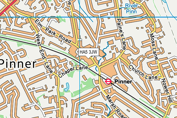 HA5 3JW map - OS VectorMap District (Ordnance Survey)