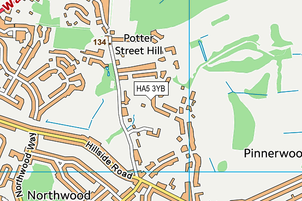 HA5 3YB map - OS VectorMap District (Ordnance Survey)