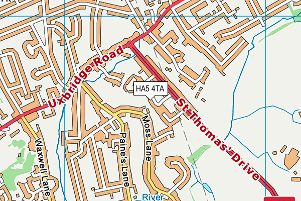 HA5 4TA map - OS VectorMap District (Ordnance Survey)
