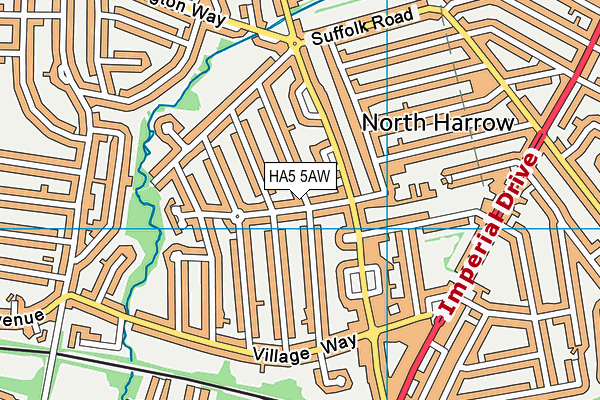 HA5 5AW map - OS VectorMap District (Ordnance Survey)