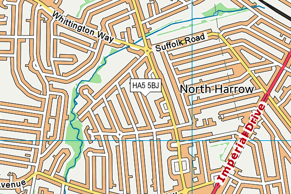 HA5 5BJ map - OS VectorMap District (Ordnance Survey)