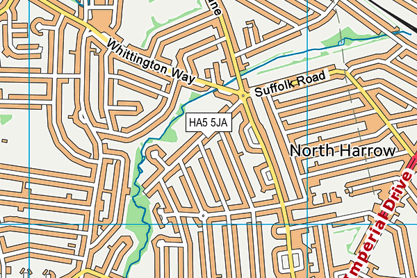 HA5 5JA map - OS VectorMap District (Ordnance Survey)