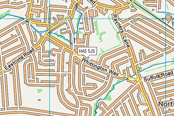 HA5 5JS map - OS VectorMap District (Ordnance Survey)