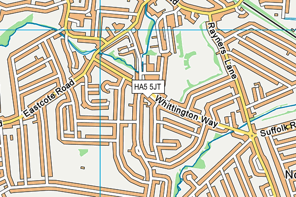 HA5 5JT map - OS VectorMap District (Ordnance Survey)