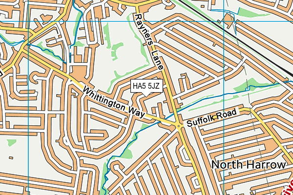 HA5 5JZ map - OS VectorMap District (Ordnance Survey)