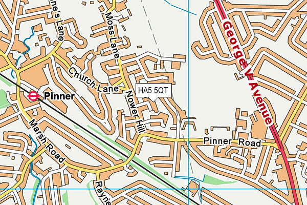 HA5 5QT map - OS VectorMap District (Ordnance Survey)
