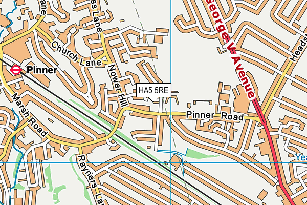 HA5 5RE map - OS VectorMap District (Ordnance Survey)