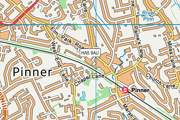 HA5 9AU map - OS VectorMap District (Ordnance Survey)