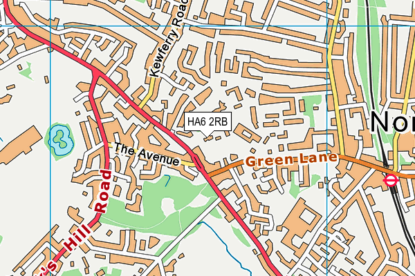 HA6 2RB map - OS VectorMap District (Ordnance Survey)
