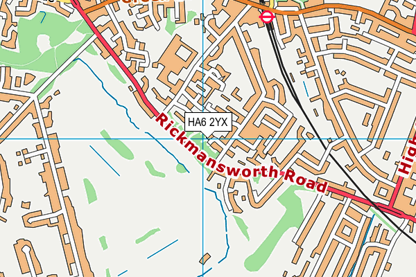 HA6 2YX map - OS VectorMap District (Ordnance Survey)