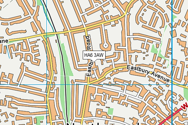 HA6 3AW map - OS VectorMap District (Ordnance Survey)