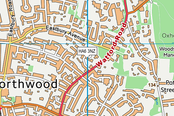 HA6 3NZ map - OS VectorMap District (Ordnance Survey)