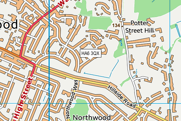 HA6 3QX map - OS VectorMap District (Ordnance Survey)