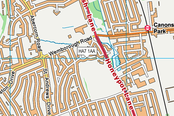 HA7 1AA map - OS VectorMap District (Ordnance Survey)