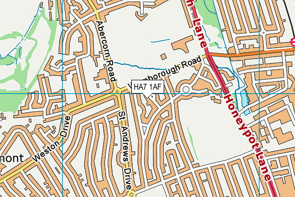 HA7 1AF map - OS VectorMap District (Ordnance Survey)