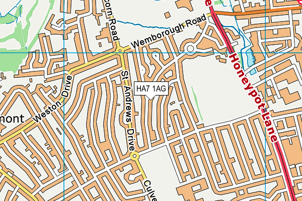 HA7 1AG map - OS VectorMap District (Ordnance Survey)