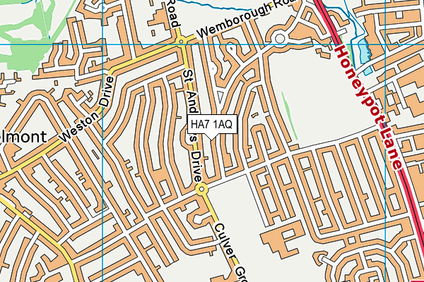 HA7 1AQ map - OS VectorMap District (Ordnance Survey)