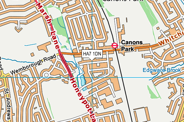 HA7 1DN map - OS VectorMap District (Ordnance Survey)