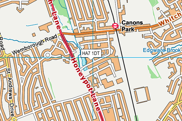 HA7 1DT map - OS VectorMap District (Ordnance Survey)