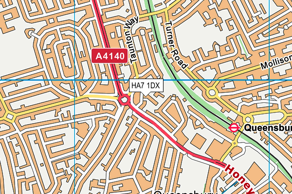 HA7 1DX map - OS VectorMap District (Ordnance Survey)