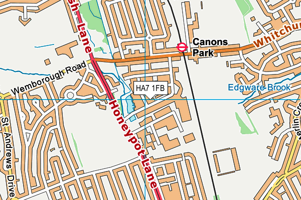 HA7 1FB map - OS VectorMap District (Ordnance Survey)