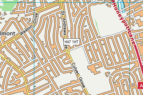 HA7 1HT map - OS VectorMap District (Ordnance Survey)