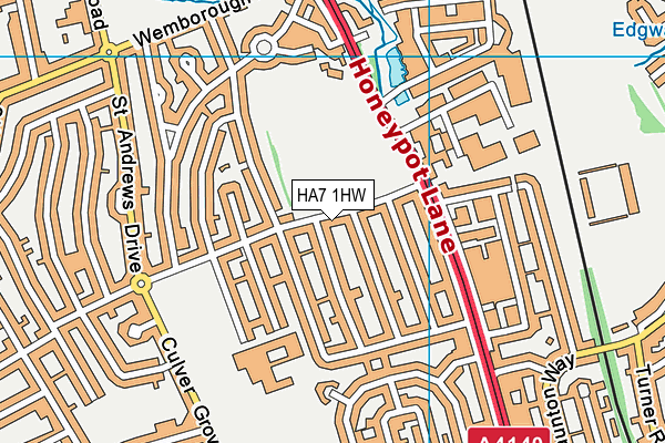 HA7 1HW map - OS VectorMap District (Ordnance Survey)