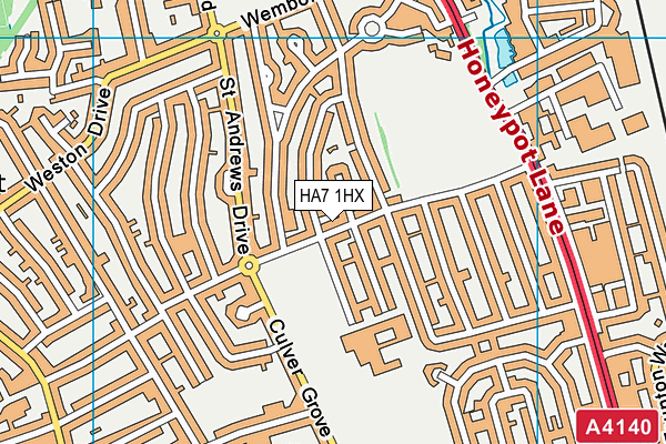 HA7 1HX map - OS VectorMap District (Ordnance Survey)