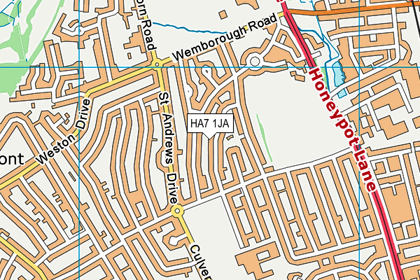 HA7 1JA map - OS VectorMap District (Ordnance Survey)