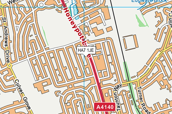 HA7 1JE map - OS VectorMap District (Ordnance Survey)