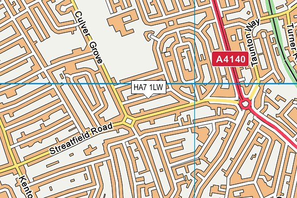 HA7 1LW map - OS VectorMap District (Ordnance Survey)