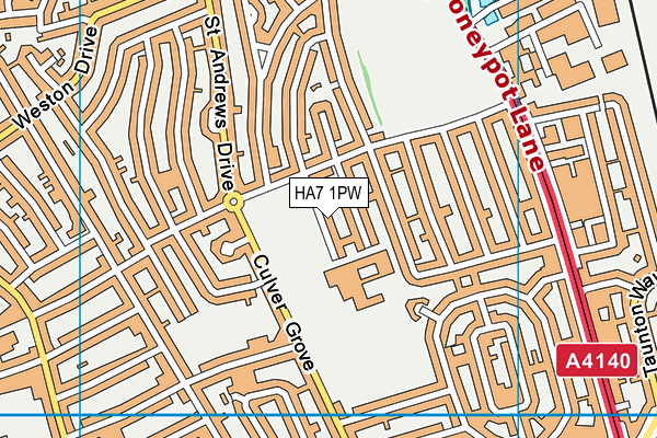Centenary Sixes map (HA7 1PW) - OS VectorMap District (Ordnance Survey)