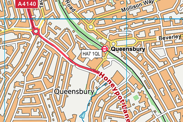 HA7 1QL map - OS VectorMap District (Ordnance Survey)