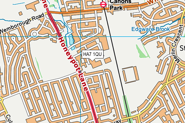 HA7 1QU map - OS VectorMap District (Ordnance Survey)