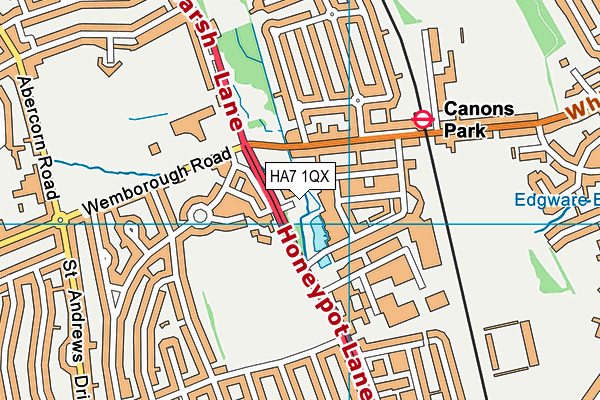 HA7 1QX map - OS VectorMap District (Ordnance Survey)